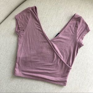 Zara Mauve Pink Short Sleeve Crop Top - XS